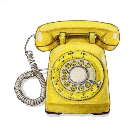 Minimal Doodles, Telephone Drawing, Illustration Objects, Retro Objects, Birthday Card Watercolor, Rotary Telephone, Telephone Vintage, Vintage Inspired Art, Audio Sound