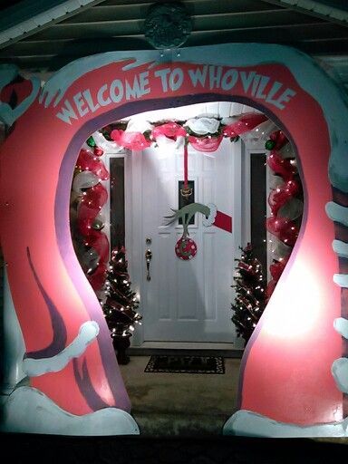 Grinch Themed Christmas Party Ideas | HubPages Who Ville Christmas Decor, Outdoor Christmas Decorations Theme, Dr Suess Christmas Decorations, Grinch Work Decorations, Who Ville Decorations, Whoville Christmas Decorations Outdoor, Outdoor Christmas Theme Ideas, Who Ville Decorations Christmas Ideas, Outdoor Grinch Decorations