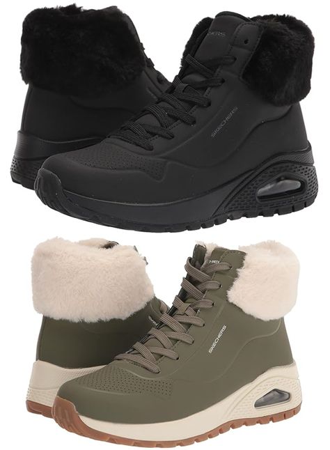 Elevate your winter style with Skechers Women's Sneaker Fashion Boot. Pair it with leggings, jeans, or a skirt for a chic and effortless look. #Skechers #WinterFashion #SneakerBoot #WomenFashion Sketchers Shoes For Women, Sketchers Boots, Womens Sneaker Boots, Sketchers Shoes, Skechers Sneakers, Winter Outfit Inspiration, Winter Sneakers, Skechers Women, Autumn Outfit