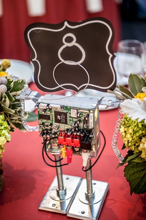 DIY Robot Centerpiece Robot Centerpieces, Banquet Centerpieces, Bar Mitzvah Party, Diy Robot, Inspirational Photos, Grad Party, Grad Parties, Bar Mitzvah, Robotics