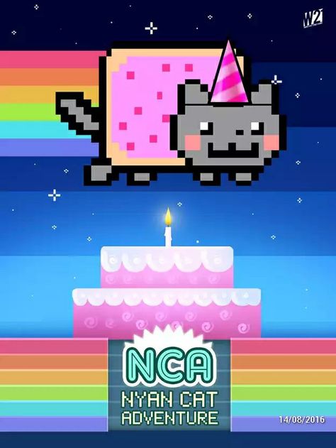 Birthday nyan cat Nyan Cat Birthday, Tac Nyan, Hosting A Birthday Party, Nya Cat, Pusheen Birthday, Cat Fanart, Street Game, Love Puns, Cat Birthday Party