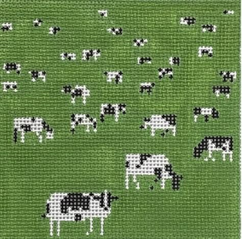 Needlepoint Kits Canvases, Grazing Cow, Graph Crochet, Alice Blue, Pixel Crochet, Tapestry Crochet Patterns, Pixel Pattern, Needle Point, Cross Stitches