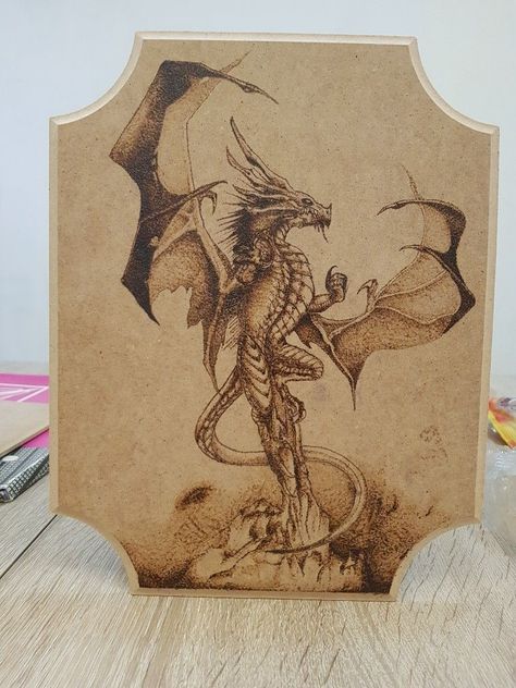 Dragon pyrography Wood Burning Patterns Stencil, Wood Burning Stencils, Wood Burn Designs, Pyrography Patterns, Wolf Silhouette, Table Saws, Woodburning Projects, Dragon Crafts, Pyrography Art