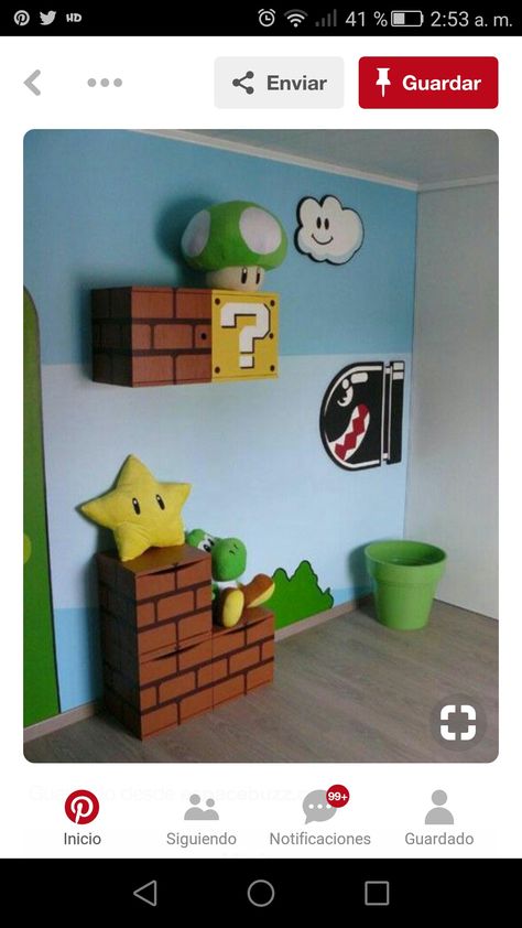 Mario Toy Chest, Bowser Bedroom Ideas, Princess Peach Bedroom Ideas, Mario Car, Super Mario Room, Peach Bedroom, Mario Room, Spiderman Room, Boys Game Room