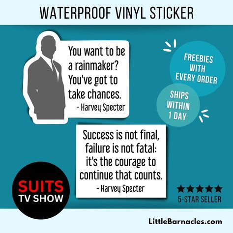 Harvey Specter Quote Sticker Suits TV Show Attorney Law - Variety 2 #planner #stickers #waterproof #vinyl #HandMade #smallbusiness Suits Tv Show, Suits Harvey, Harvey Specter Quotes, Attorney Gifts, Suits Tv Shows, Suits Tv, Success Is Not Final, Harvey Specter, Lawyer Gifts