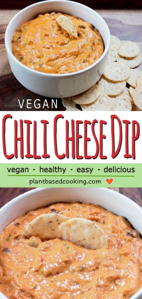 Chili Cheese Dip, Chili Cheese Dips, Vegan Dip, Vegan Chili, Vegan Sauces, Chili Cheese, Vegan Appetizers, Warm Blanket, Cheese Dip