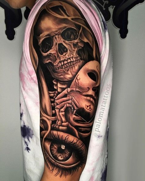 Candy Skull Tattoo For Men, Day Of Dead Tattoo, Candy Skull Tattoo, Hand Tattoo Designs, Arm Tattoos Drawing, Skull Rose Tattoos, Catrina Tattoo, Skull Girl Tattoo, Skull Sleeve Tattoos