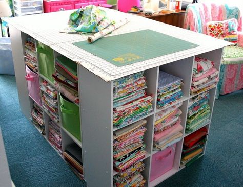 Worktable Sewing Room Inspiration, Sewing Room Storage, Sewing Spaces, Sewing Room Design, Dream Craft Room, Sewing Room Organization, Quilting Room, Scrapbook Room, Office Crafts