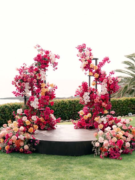 An Intimate, Family-Focused Wedding in California | Martha Stewart Rustic Wedding Decorations, Sunset Wedding, Best Wedding Planner, Ceremony Arch, Ceremony Backdrop, Floral Arch, Wedding 2024, Ceremony Decor, Wedding Stage