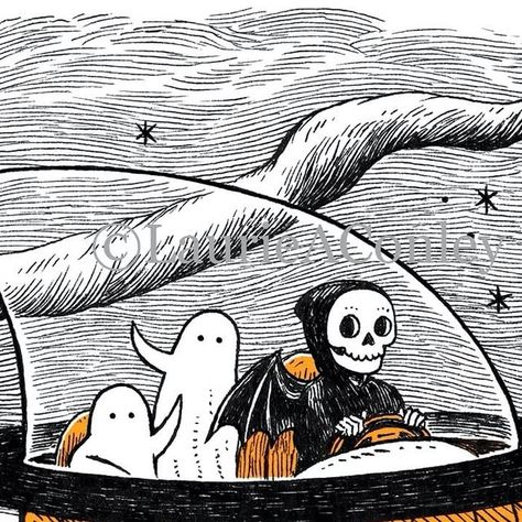 Laurie A. Conley on Instagram: "Ghosts in Space!
(A favorite from #aughost2020)

#ghostsinspace #ghostart #spookyseason #spookycute #spookycuteart #halloweenart #cutegothicart #cutegrimreaper #grimreaperart #halloweenallyear #laurieaconley" Grim Reaper Art, Cute Goth, Grim Reaper, In Space, Halloween Art, Vintage Halloween, Cute Art, Ghost, Halloween