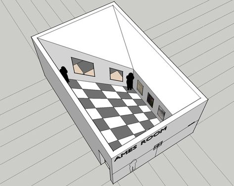 Perspective Resources: How to construct an Ames room Ames Room, Diy Furniture Videos, Trippy Room, Creative Wall Painting, Drawing Machine, Forced Perspective, Cool Optical Illusions, Photo Room, Optical Illusions Art