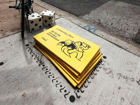 20 Clever Examples of Interactive Street Art | Bored Panda Monopoly Pieces, Chicago Street Art, Chicago Street, Chicago Neighborhoods, Sidewalk Art, Monopoly Game, Publicidad Creativa, Experiential Marketing, Interactive Art