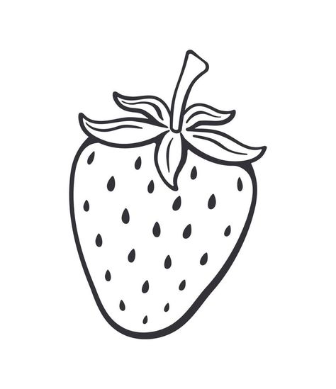 Outline doodle of sweet strawberry Strawberry Doodle Drawing, Strawberry Line Drawing, Strawberry Tattoo Outline, Strawberry Drawing Cute, Cute Outline Drawings, Drawing Of Strawberry, Strawberry Outline, Strawberry Doodle, Fruit Doodles