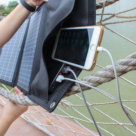 YINGGUANG portable folding solar charger 14w 21w 28w solar panel for outdoor camping, picnic phone, power bank. Solar Backpack, Charger Portable, Phone Power Bank, Enjoy Your Vacation, Solar Charger, Camping Backpack, Camping Picnic, Phone Charger, Solar Panel