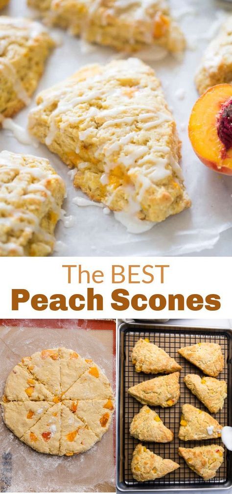 Peaches And Cream Scones, Peach Scones, Fresh Peach Recipes, Scone Recipes, Cream Scones, Peach Recipes, Summer Breakfast, Peach Desserts, Fresh Peaches