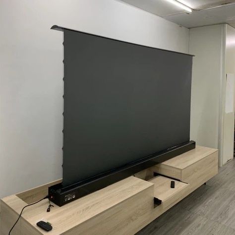 Electric Screen, Tv Projector, Theater Rooms, Short Throw Projector, Floor Screen, Rear Projection, Projection Screens, Backyard Remodel, Projection Screen