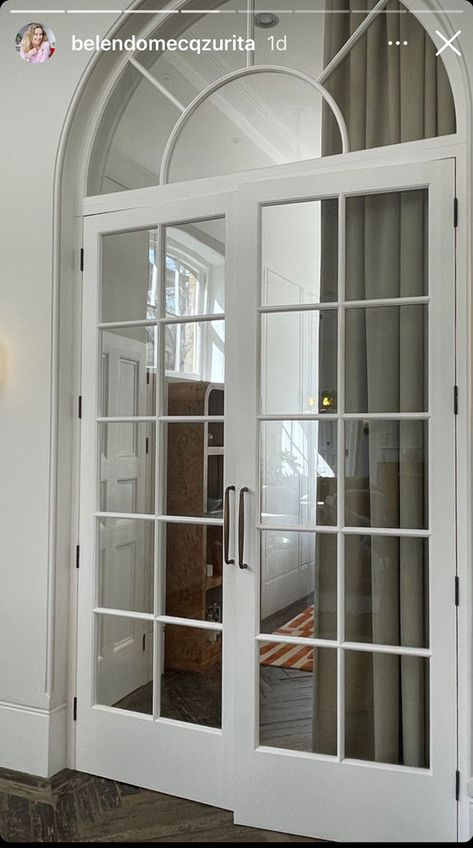 Arched Patio Door, Arch Doors Interior, Arch French Doors, Door With Arched Window, Glass Bedroom Door, Pintu Aesthetic, Arch Glass Door, Arched French Doors Interior, Round Glass Door