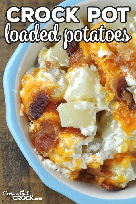 Crock Pot Loaded Potatoes - Recipes That Crock! Potato Recipes Crockpot, Crock Pot Baked Potatoes, Loaded Potatoes, Loaded Baked Potato Casserole, Crockpot Soups, Slow Cooker Potatoes, Crock Pot Potatoes, Crockpot Casserole, Baked Potato Casserole