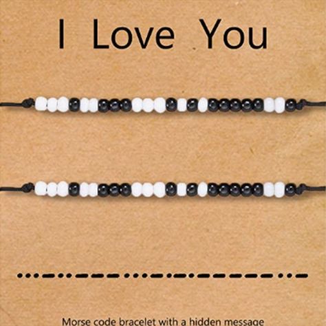 Haven't you always wanted a matching bracelet with or for your significant other? You will automatically be in survival mode as the bracelet represents 'I love you' in morse code. Something also for the tough men out there. Cute Gifts For Your Boyfriend Bracelets, Morse Code Bracelet I Love You, Matching Bracelets Ideas Beads, I Love You Bracelet, I Love You Morse Code Bracelet, Matching Diy Bracelets, Matching Bead Bracelets For Couples, Diy Matching Bracelets, Cute Couple Bracelets