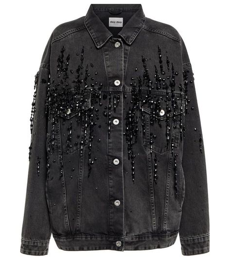 Jeans Oversize, Customised Denim Jacket, Diy Denim Jacket, Beaded Embellishments, Embellished Denim Jacket, Beads Art, Diy Jacket, Embellished Jacket, Embellished Denim