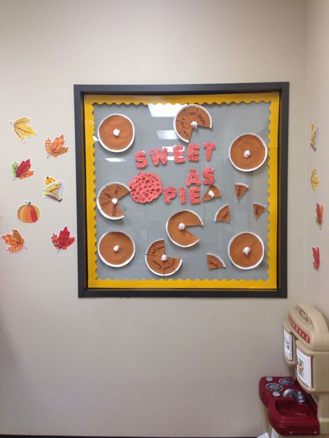 Sweet as pie fall classroom window. Made from Pumpkin pie paper plates Sweet As Pumpkin Pie Classroom Door, Pumpkin Pie Decoration, Classroom Windows, Decoration For Classroom, Pie Decoration, Classroom Window, Fall Classroom, Preschool Arts And Crafts, Preschool At Home