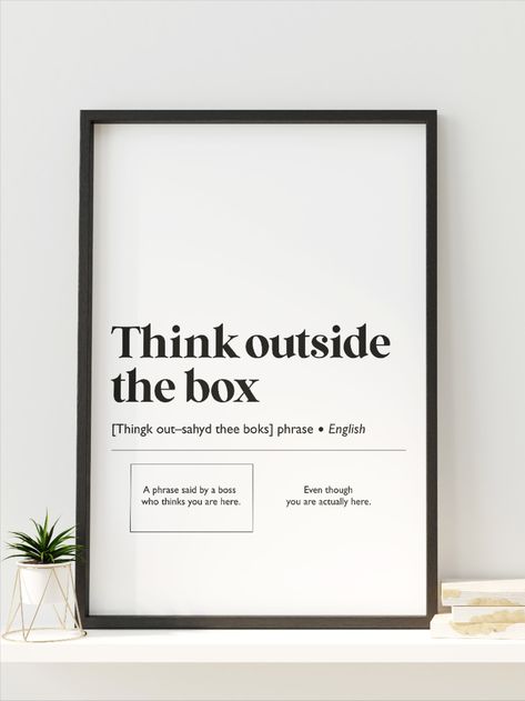 Funny Wall Decor, Funny Office, Wall Art Office, Office Poster, Cozy Room Decor, Art Office, Office Humor, Motivational Wall Art, Thinking Outside The Box