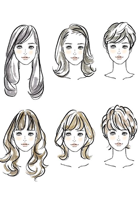 "Hairstyle Books work" on Behance Face And Hairstyle Illustration, Hairstyles Illustration Sketches, Hair Sketches Girl, Fashion Face Drawing, Hairstyle Fashion Illustration, Hair Illustration Fashion, Fashion Face Illustration, Sketch Hairstyles, How To Draw Hairstyles