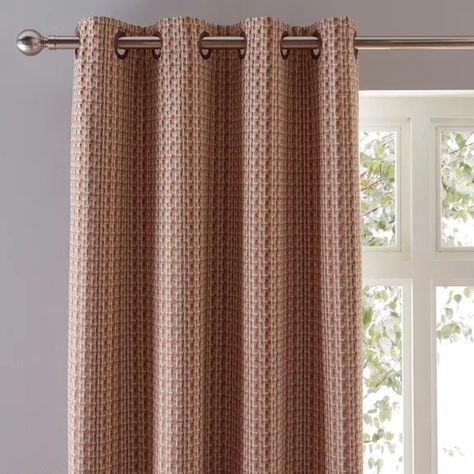 Rust Curtains, Tan Sofa, Check Curtains, Neutral Curtains, Victorian Terraced House, Feature Wallpaper, Eyelet Curtains, Curtain Sizes, Bed Curtains