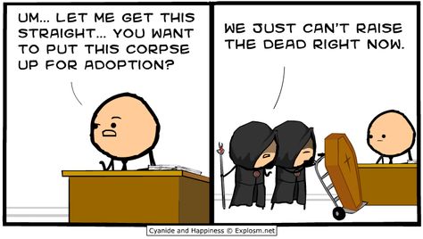 Cyanide & Happiness (Explosm.net) Necromancers: we just can't raise the dead right now. Bob The Necromancer, The Necromancer, Cyanide Happiness, Dnd Memes, Cyanide And Happiness, Wil Wheaton, Raise The Dead, Daily Funny, Get Shot