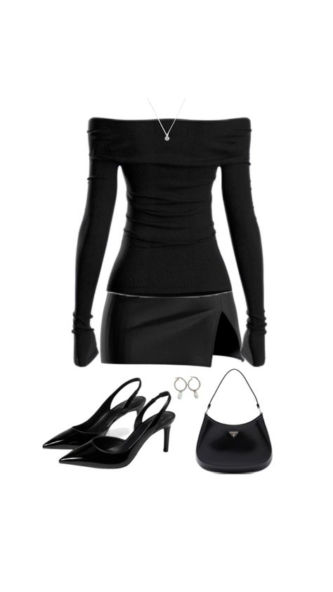 Black outfit, prada, all black outfit, outfit ideas, outfit, fit, heels, slingbacks, fancy, black fit, prada bag, silver Silver Heels Outfit, Slingback Heels Outfit, Prada Outfits, Heels Outfits, Bag Silver, Ideas Outfit, Classy Casual Outfits, Classy Casual, Future Fashion