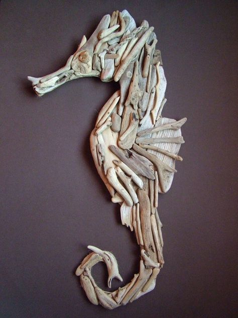 Driftwood Seahorse, Twig Crafts, Driftwood Diy, Seahorse Art, Driftwood Art Diy, Stones Garden, Driftwood Projects, Stones Art, Driftwood Wall Art