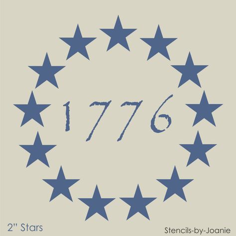 (1) New Stencil #K4B ~ (13) 2" Stars in a popular Circle design with primitive lettering "1776" - paint your own Betsy Ross or American Revolution Flags and Patriotic craft projects with reusable Stencils-by-Joanie Visit my store for 100's of Creative Stencils,& Craft items by Joanie. I can offer you a large variety in Original Stencil Designs with popular phrases and shapes. I am committed to the very best in customer service. Shop with me ~ your purchase will include quality materials, profess Company Fonts, Patriotic Designs, Patriotic Tattoos, Flag Diy, Ghillie Suit, Patriotic Pictures, Flag Tattoo, Stencil Material, Star Stencil