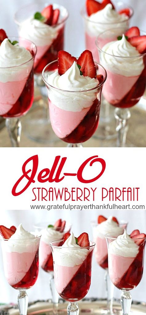 Jello Parfait, Jello Dessert Recipes, Strawberry Parfait, Parfait Desserts, Jello Desserts, Parfait Recipes, Strawberry Jello, Jello Recipes, Low Calorie Desserts