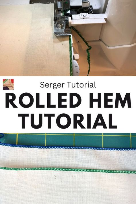 Learn how to setup a serger to sew a rolled hem with this video and photo tutorial. Serger Tutorial, Bernina Serger, Serger Projects, Serger Stitches, Serger Thread, Serger Sewing, Hem Stitch, Fun Craft, Quilting Techniques