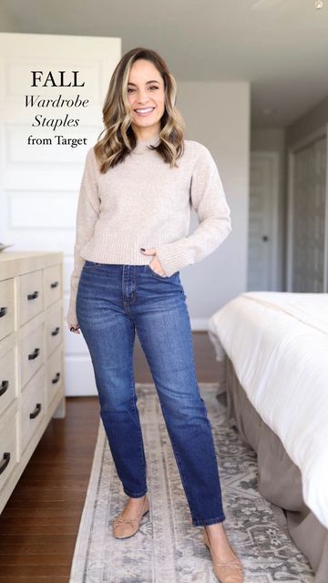 Brooke Anderson on Instagram: "#ad My favorite fall staples from @target @targetstyle Sharing sizing tips and more details as well as the links to shop in my story today. Follow my shop @pumpsandpushups on the @shop.LTK app to shop this post and get my exclusive app-only content! https://liketk.it/4laUR #targetpartner #target" Outfit Ideas With Boots, Expensive Jeans, Neutral Boots, Fall Outfit With Boots, Layering Cardigan, Oufits Casual, Petite Style, Fall Boots, Fall Staples