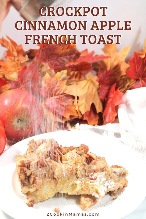 Thick, creamy, rich, and filled with the sweet and spicy flavors of cinnamon and sugar, Crockpot Cinnamon Apple French Toast will be your favorite way to take the hassle out of breakfast! It's simple to make, just coat French bread with cream cheese, toss with cinnamon egg batter, stir in apples and top with crumbs and pecans. Throw it in the slow cooker and you're done. #crockpotfrenchtoast #cinnamonapplefrenchtoast #applecinnamonfrenchtoastcrockpot #overnightcrockpotfrenchtoast Crockpot Thanksgiving Breakfast, Apple French Toast Crock Pot, Crockpot Pumpkin French Toast Casserole, Crockpot French Toast Easy, Caramel Pecan Slow Cooker French Toast By 12 Tomatoes, Cinnamon Roll French Toast Casserole Crock Pot, Crockpot Apple Pie, Cinnamon Apple French Toast, Crock Pot Breakfast