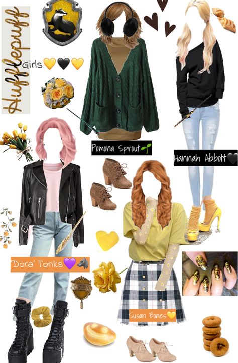 Hufflepuff Uniform Female, Hufflepuff Aesthetic Outfits, Hufflepuff Uniform, Harry Potter Houses Outfits, House Hufflepuff, Hufflepuff Outfit, Slytherin Outfit, Hogwarts Uniform, Hogwarts Outfits