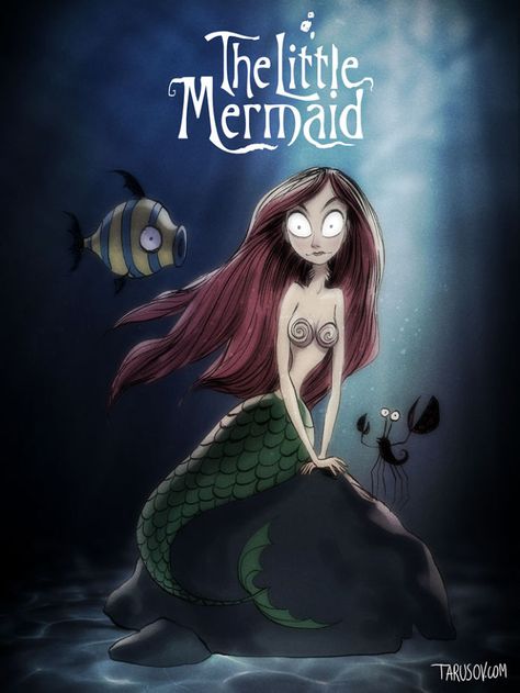 The Little Mermaid, Directed By Tim Burton Disney Characters Reimagined, Fan Art Disney, Tim Burton Personajes, Tim Burton Disney, Tim Burton Art Style, Disney Poster, Tim Burton Characters, Disney Movie Posters, Tim Burton Style