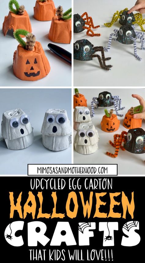 Egg Carton Art, Quick Halloween Crafts, Kitchen Tile Backsplash, Spider Crafts, Halloween Fest, Jack O Lanterns, Egg Cartons, One Egg, Egg Carton Crafts