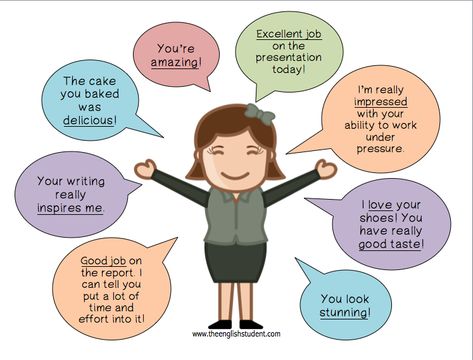 Different ways to compliment someone http://www.theenglishstudent.com/1/post/2013/11/how-to-give-someone-a-good-compliment.html Public Speaking Tips Presentation, Simple Present Speaking Cards, How To Be Good At Public Speaking, Tips For Presentations Public Speaking, Presenting Tips Public Speaking, Compliment Someone, Other Ways To Say, Esl Vocabulary, Conversation Skills