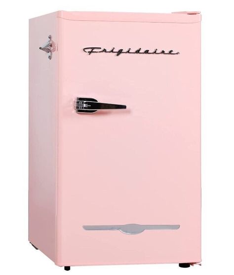 Cute Mini Fridge In Bedroom, Mini Fridge In Room, Mini Fridge Aesthetic, Vintage Mini Fridge, Mini Fridge Pink, Cheap Mini Fridge, Cute Mini Fridge, Cool Stuff For Your Room, Compartment Shelves