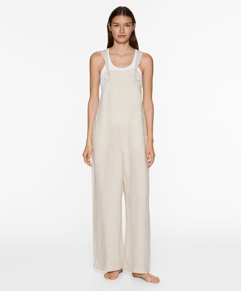 100% linen strappy jumpsuit | OYSHO Türkiye Beige Dungarees, Linen Dungarees, Strappy Jumpsuit, Biker Leggings, Overall Jumpsuit, Straight Jacket, Free Sport, Jumpsuit Skirt, Summer 24