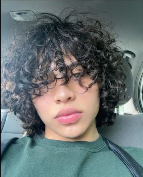 Masc Long Curly Hair, Latino Boys Curly Hair, Mix Guys With Curly Hair, Curly Hair Guys, Leng Guys With Curly Hair, Metalhead Guy Curly Hair, Ethan Garcia, Long Curly Hair Men, Mexican Hairstyles