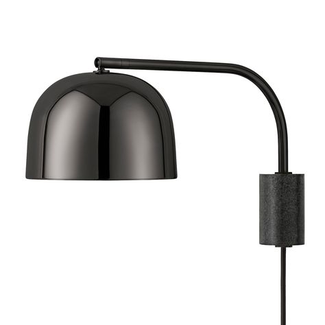 Normann Copenhagen’s Grant wall lamp lights up the reading nook, kitchen counter or creates a pleasant atmosphere in the living room or bedroom. The soft lines and shiny metal surface contrast beautifully with the dark granite base. Nordic Design Bedroom, Nook Kitchen, Nordic Interior Design, Dark Granite, Cord Light, Black Wall Lamps, Scandinavian Living, Normann Copenhagen, Metal Surface