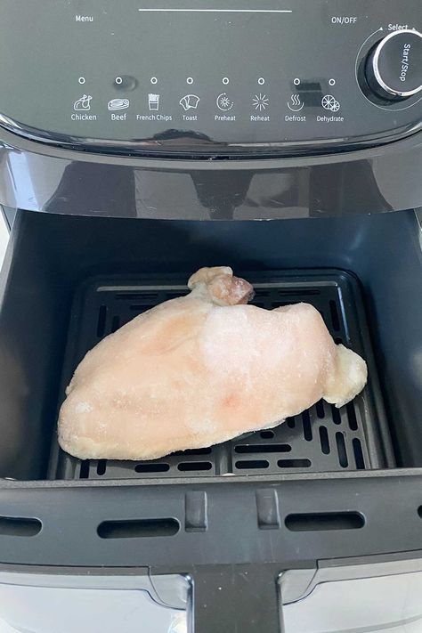 Frozen Chicken Breasts Cooked in the Air Fryer How To Cook Frozen Chicken In Air Fryer, Frozen Chicken In The Air Fryer, Frozen Chicken In Air Fryer, Frozen Chicken Air Fryer, Frozen Chicken Breast Air Fryer, Chicken And Broccoli Teriyaki, Air Fryer Frozen Chicken Breast, Broccoli Teriyaki, Baking Frozen Chicken