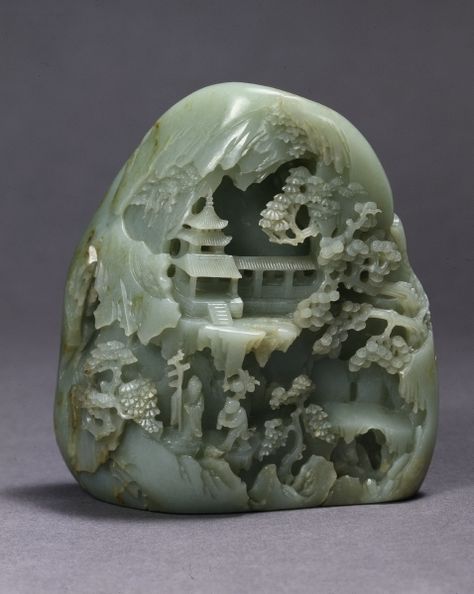 Daoist Paradise, jade carved in China, 1736-95 Jade Sculpture, Carved Gemstones, Gemstone Art, Chinese Jade, Cleveland Museum Of Art, Carved Stone, Stone Sculpture, Jade Carving, Jade Jewelry