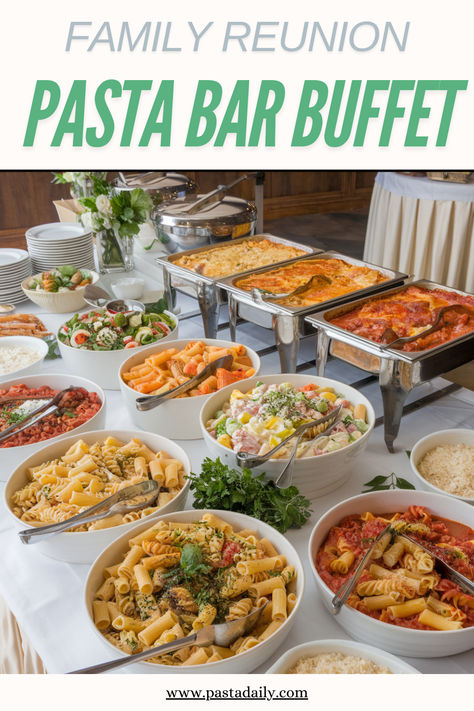 Family Reunion Pasta Bar Ideas Bring the whole family together around a pasta bar featuring everyone's favorite combinations. Pasta Bar Ideas Buffet, Diy Pasta Bar, Pasta Bar Ideas, Bar Buffet Ideas, Pasta Bar Party, Wine Trivia, Pasta Buffet, Four Cheese Pasta, Graduation Food