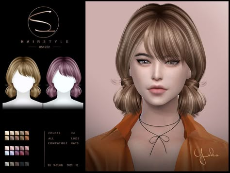 Sims 4 Cc Bangs, Sims 4 Cc Hair Bangs, Buns With Bangs, Sims 4 Short Hair, With Bangs Hairstyle, Elegant Short Hair, Sim4 Cc, Blonde Bun, Ts4 Hair