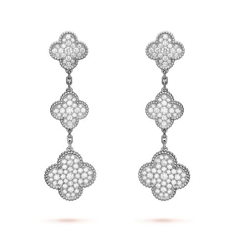 Alhambra Van Cleef, Alhambra Earrings, Gold Vans, Van Cleef And Arpels Jewelry, Bvlgari Jewelry, Van Cleef & Arpels, Van Cleef And Arpels, Classic Earrings, White Gold Earrings