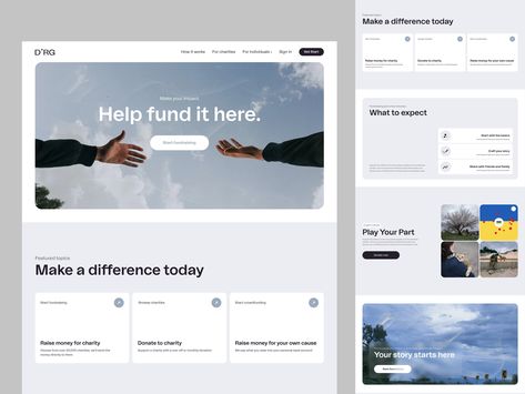 Donatorg - crowdfunding platform by Anastasia for Fireart Studio on Dribbble Resource Website Design, About Section Website, Web Design Blocks, Web Interface Design, Feedback Design, Corporate Web Design, Corporate Website Design, Cv Inspiration, Module Design